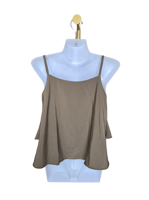 Olive Layered Flowy Cami Top – Size S (Estimated)