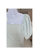 Lovito Sage Green Puff Sleeve Midi Dress