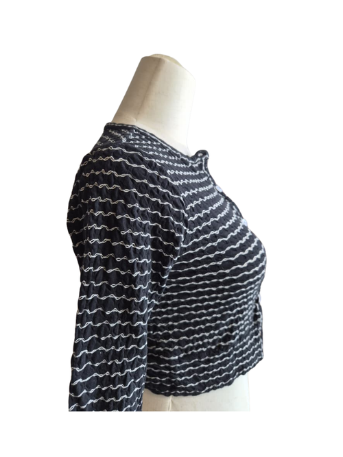 Black & White Textured Cropped Cardigan – Size XS / S