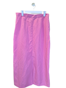 VONDA Pink Button-Front Midi Skirt with Pockets