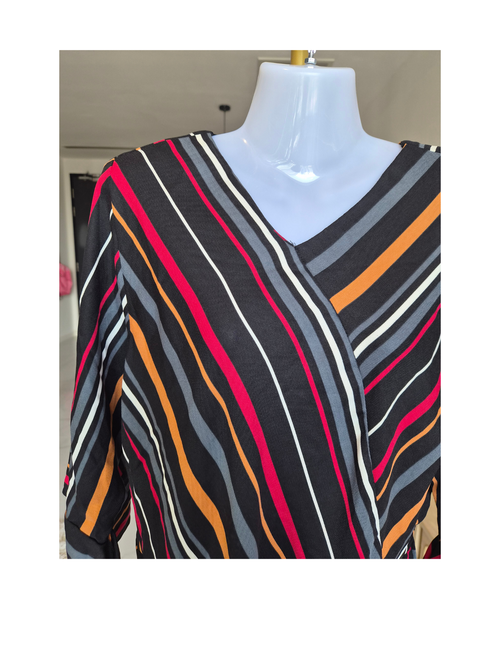 Multicolour Striped Asymmetrical Blouse