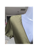 Olive Satin Tie-Front Blouse – Size XS