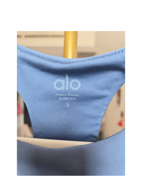 Size S – Alo Yoga Blue High-Neck Sports Bra