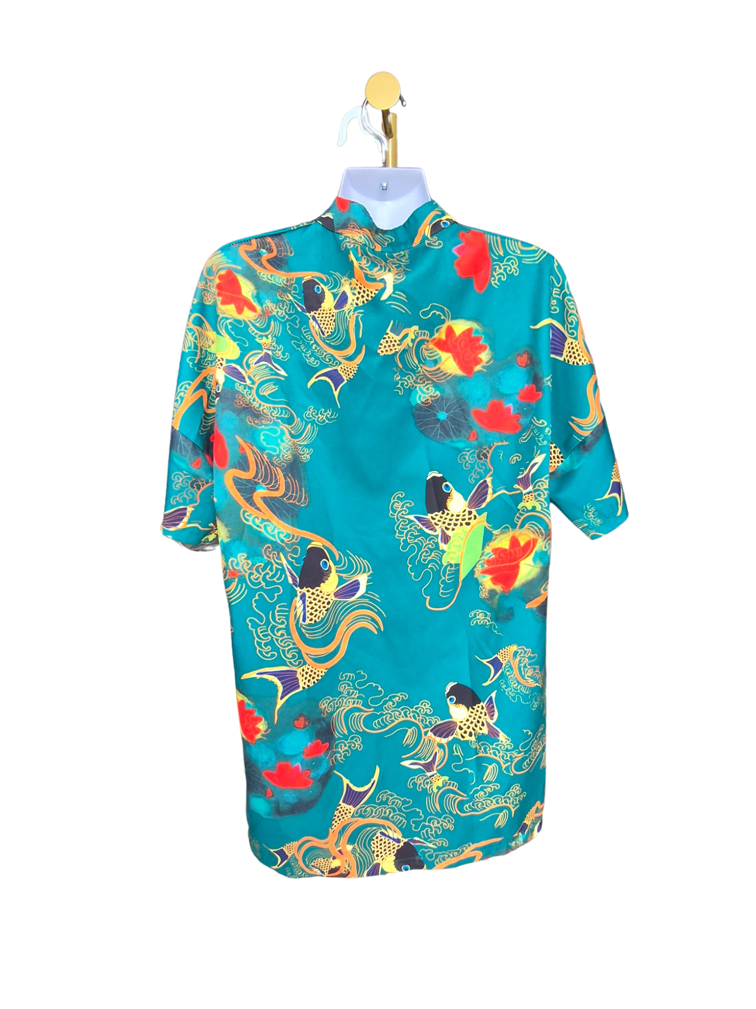 Oriental Koi Print Mandarin Blouse – Size S