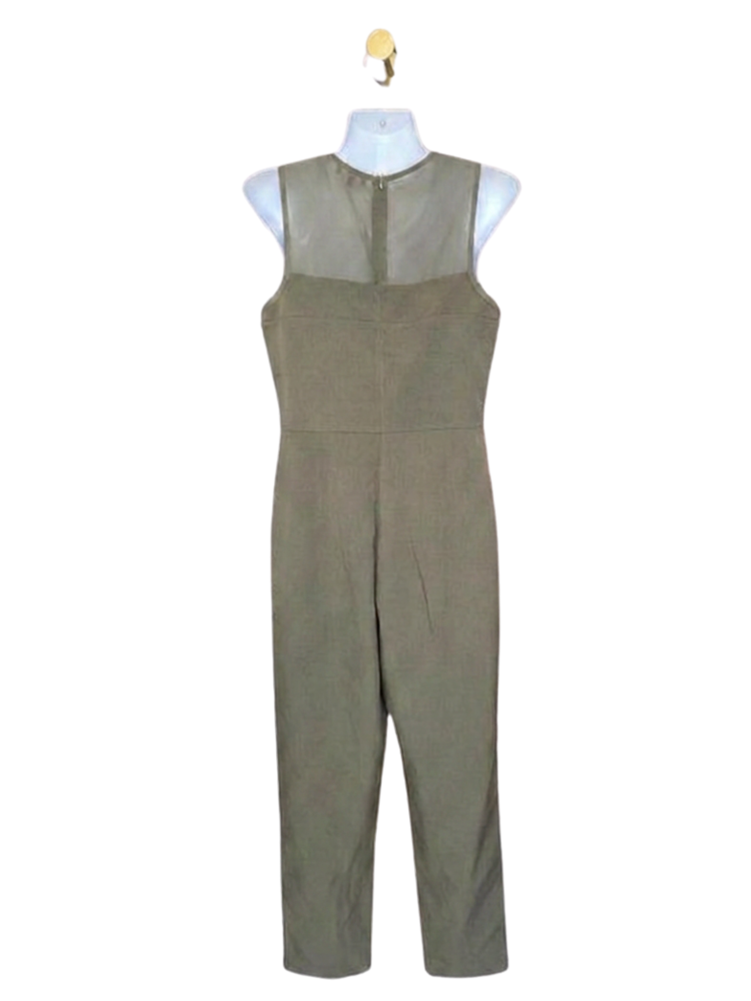 ZALORA Olive Green Mesh Panel Jumpsuit
