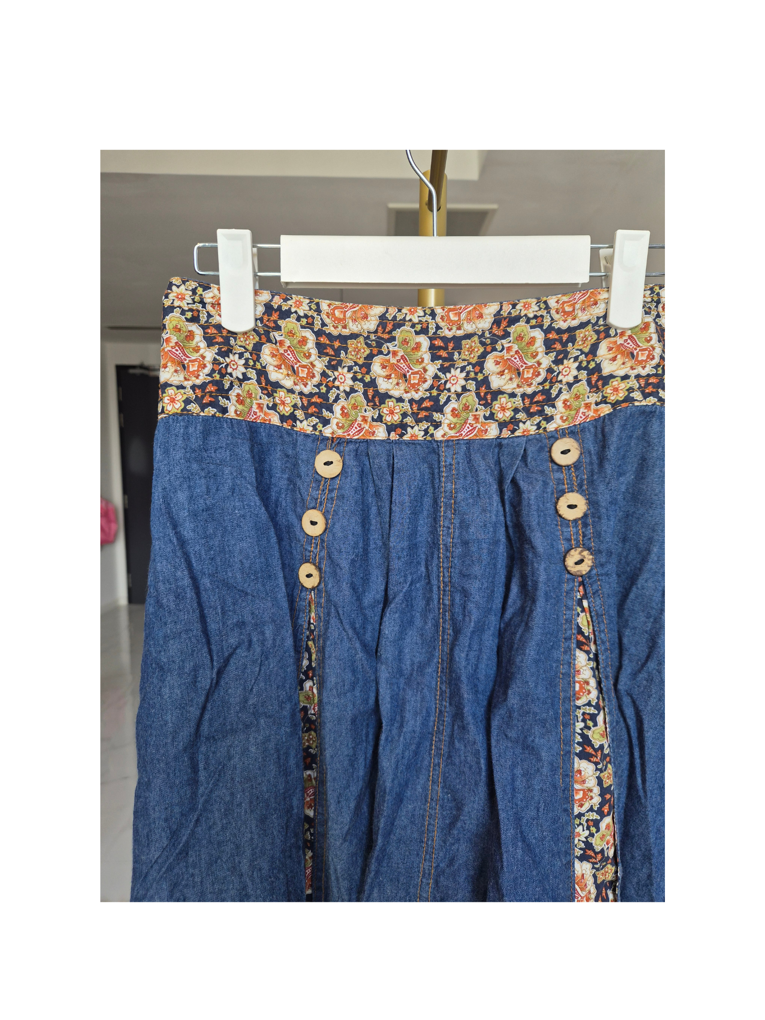 Boho Chambray Maxi Skirt