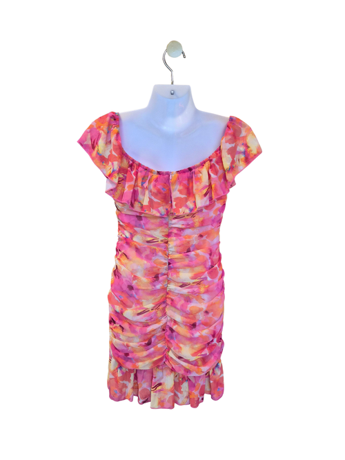 Floral Ruched Ruffle Mini Dress – Size S