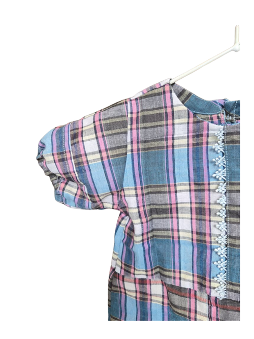 Handmade Plaid Puff Sleeve Dress – Size 2–3 Years