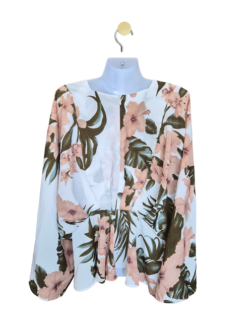 Floral Wrap Blouse with Bell Sleeves – Size S