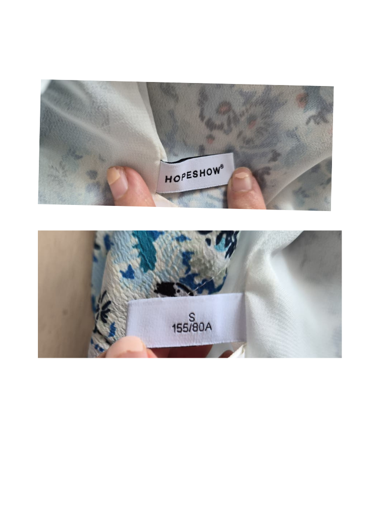 Hopeshow Blue Floral Puff Sleeve Crop Top – Size S