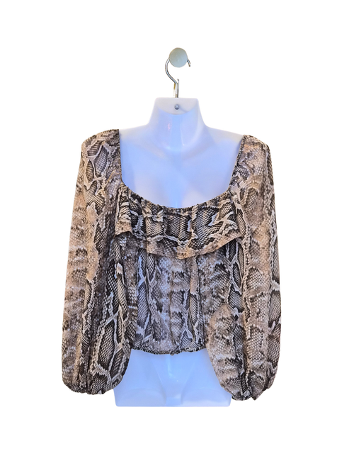 ZARA Snake Print Ruffle Crop Top