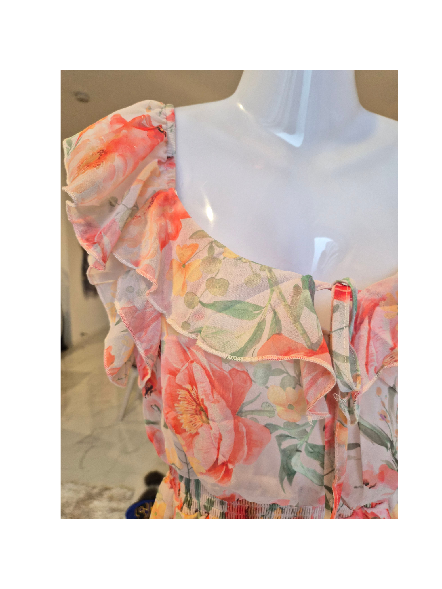 H&M Floral Ruffle Mini Dress (Brand New)