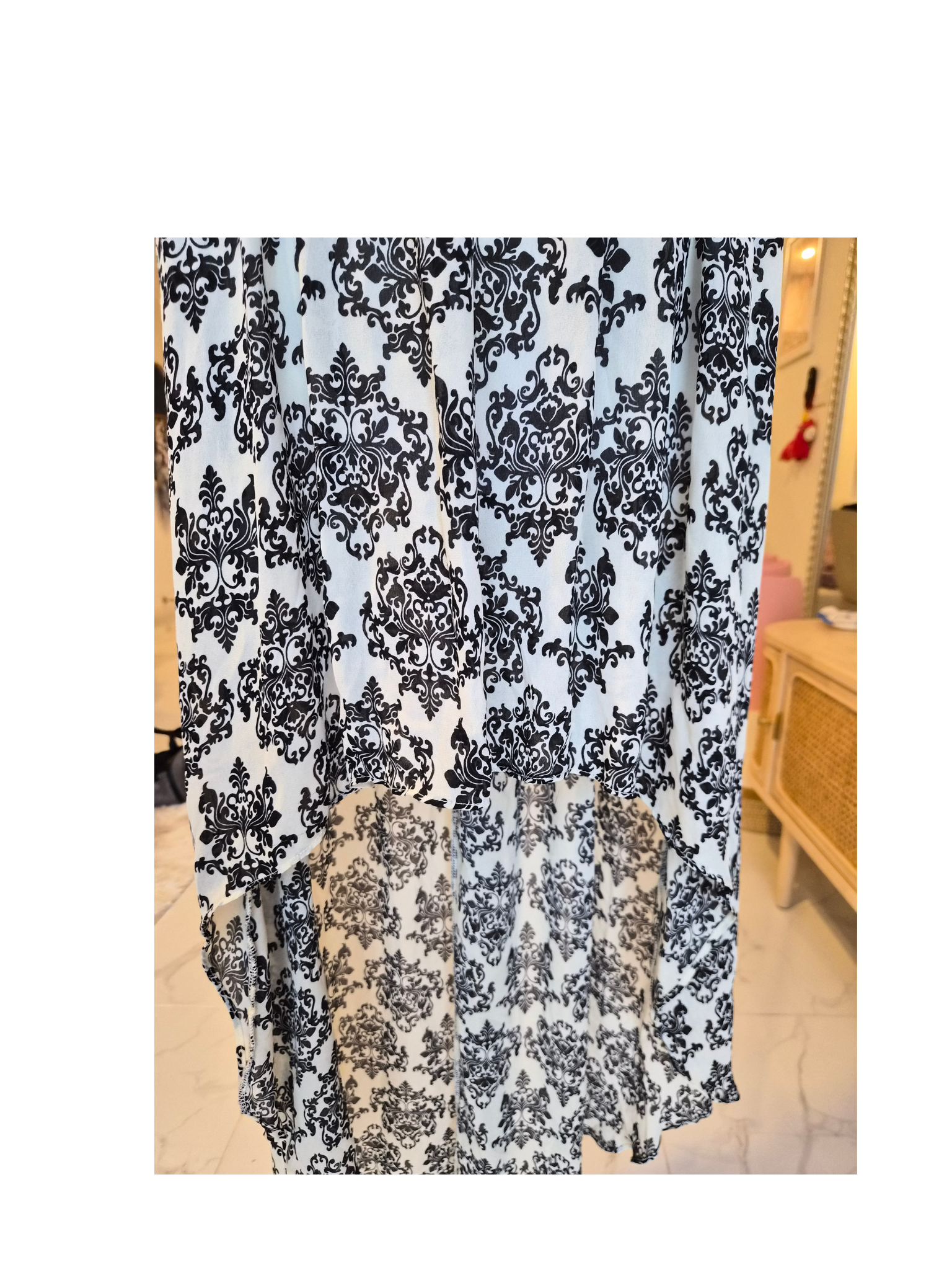 Kitschen Black & White Damask High-Low Dress