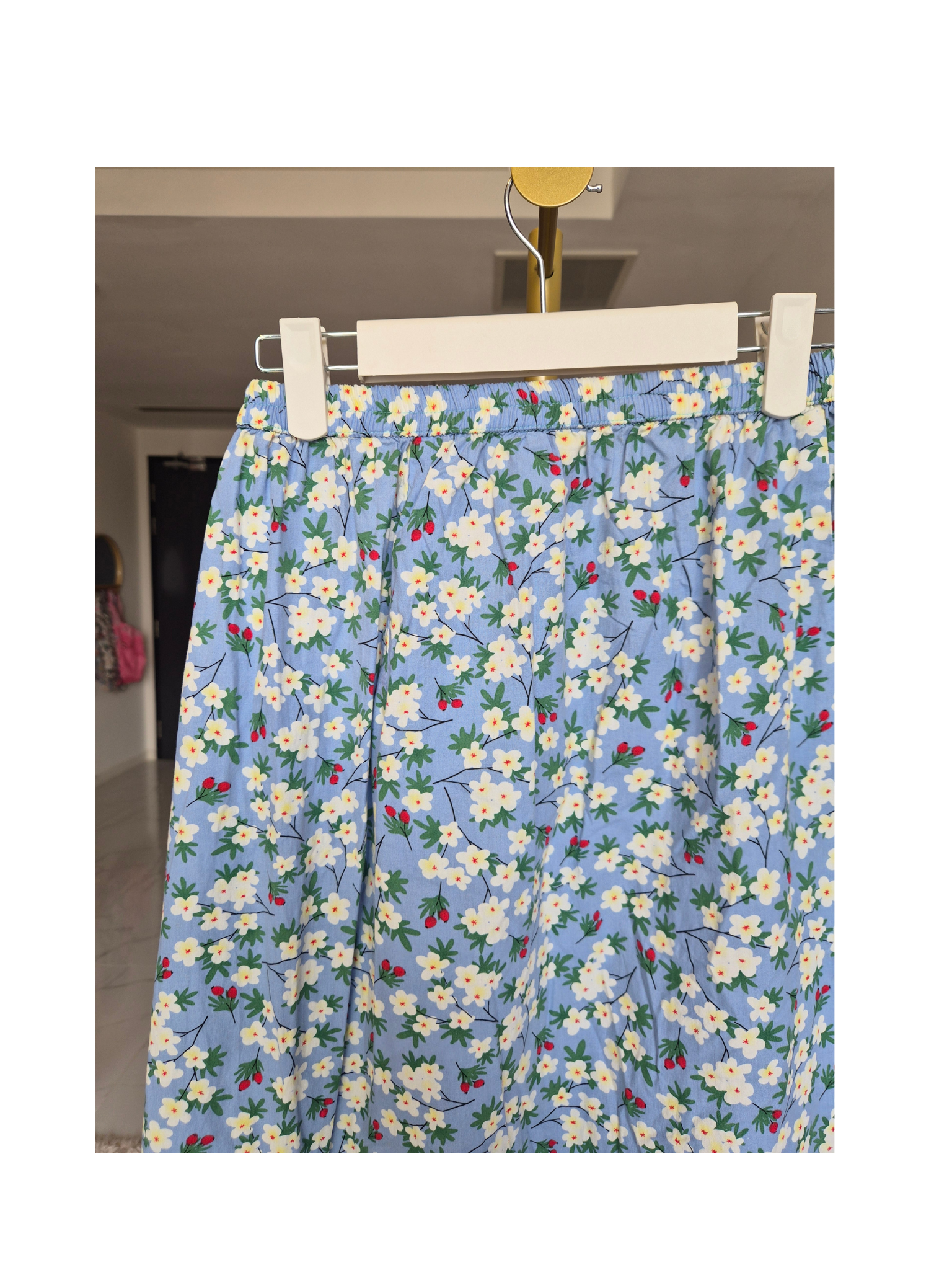 Blue Floral Maxi Skirt – Size S (Estimated)