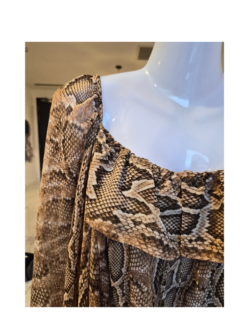 ZARA Snake Print Ruffle Crop Top