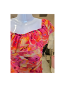 Floral Ruched Ruffle Mini Dress – Size S