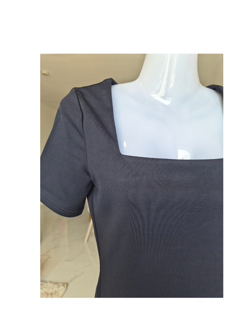 ZALORA Work Navy Square Neck Top – Size XS
