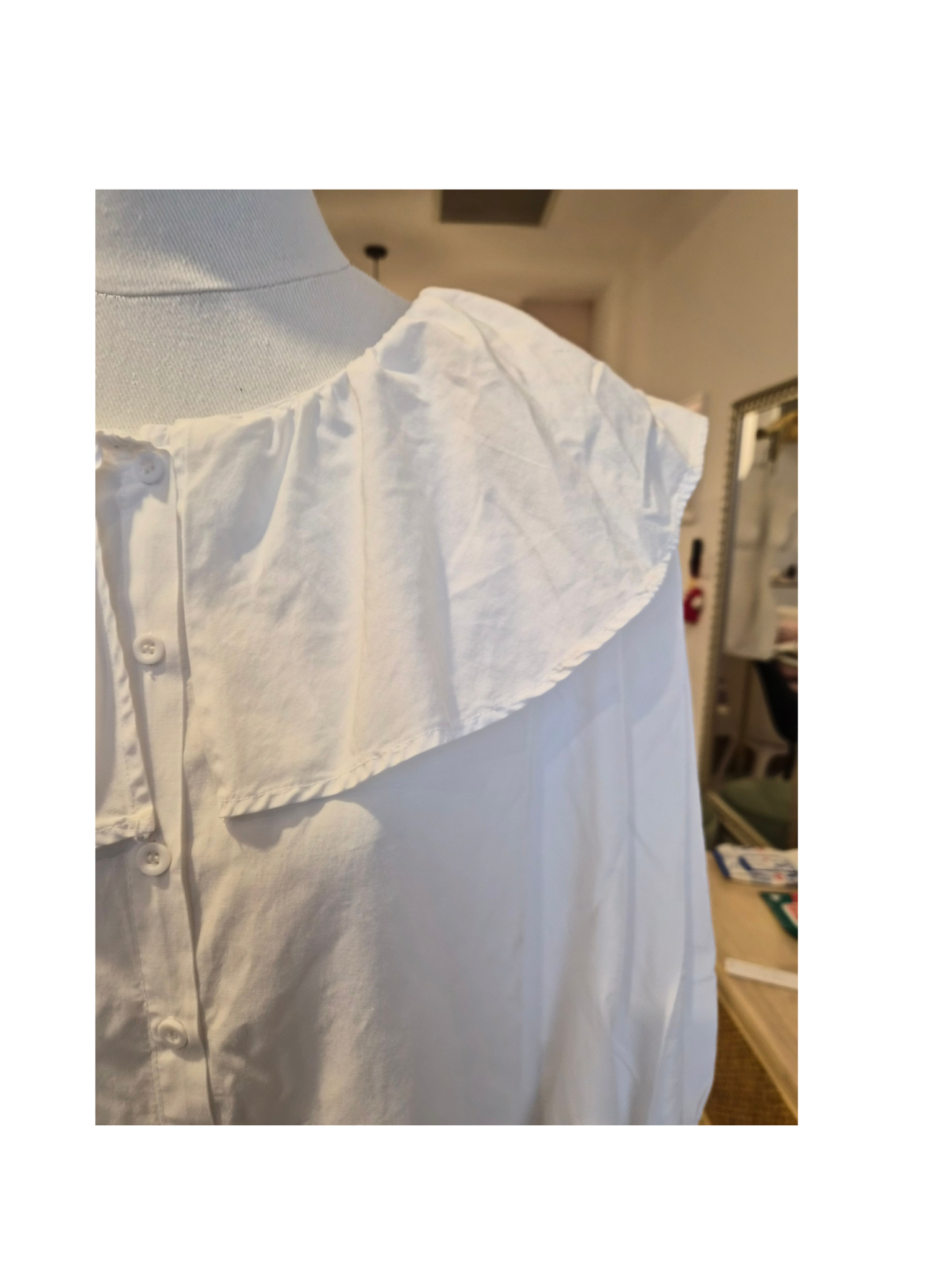White Ruffle Collar Blouse