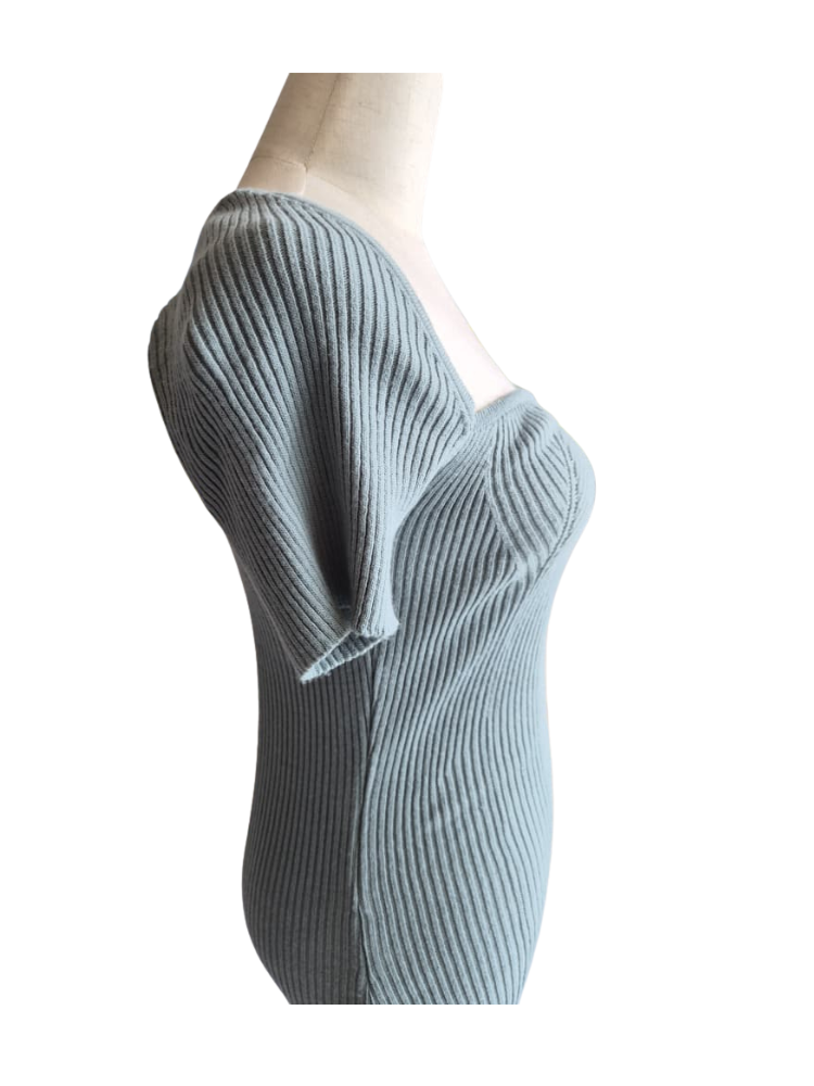 Ribbed Knit Midi Dress – Powder Blue Size S