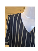 MNG Casual Navy Stripe Button-Front Blouse – Size M