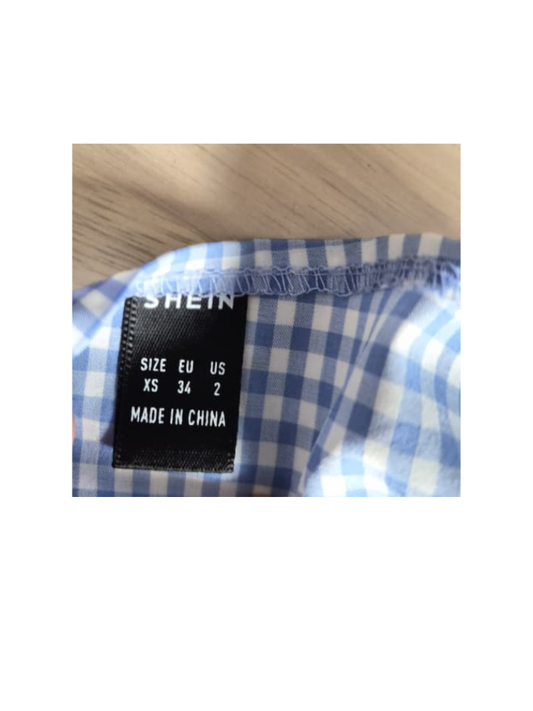 SHEIN Blue Gingham Peplum Top – Size XS