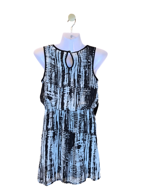 Downtown Black & White Abstract Print Sleeveless Dress