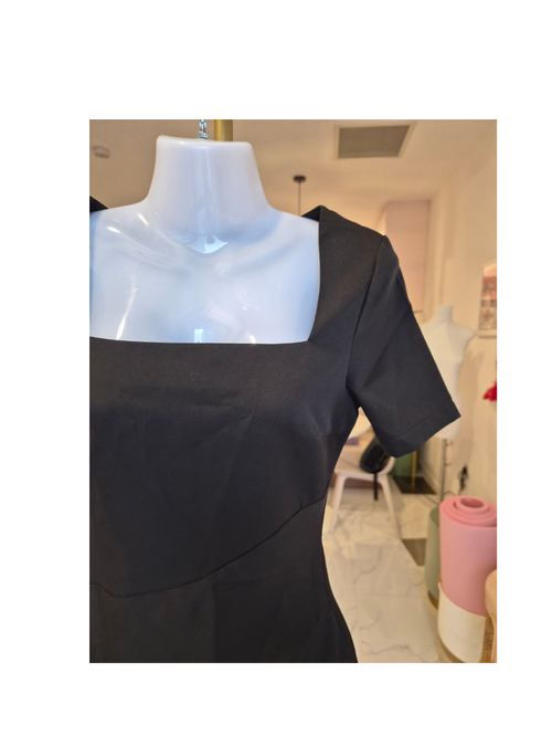 ALORA Work Black Square Neck Mini Dress (Brand New)