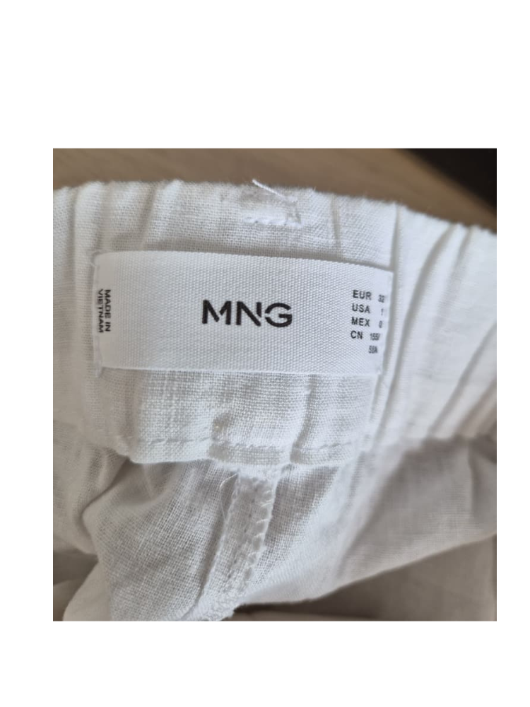 MANGO White Linen-Blend Wide Leg Trousers – Size XS (Brand New)