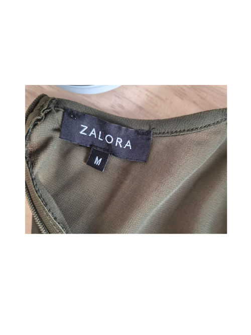 ZALORA Olive Green Mesh Panel Jumpsuit
