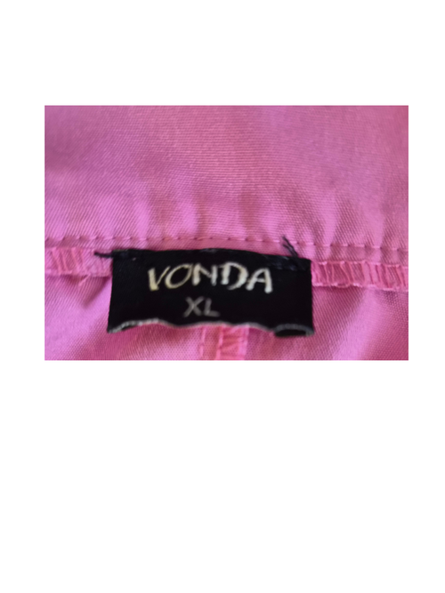 VONDA Pink Button-Front Midi Skirt with Pockets