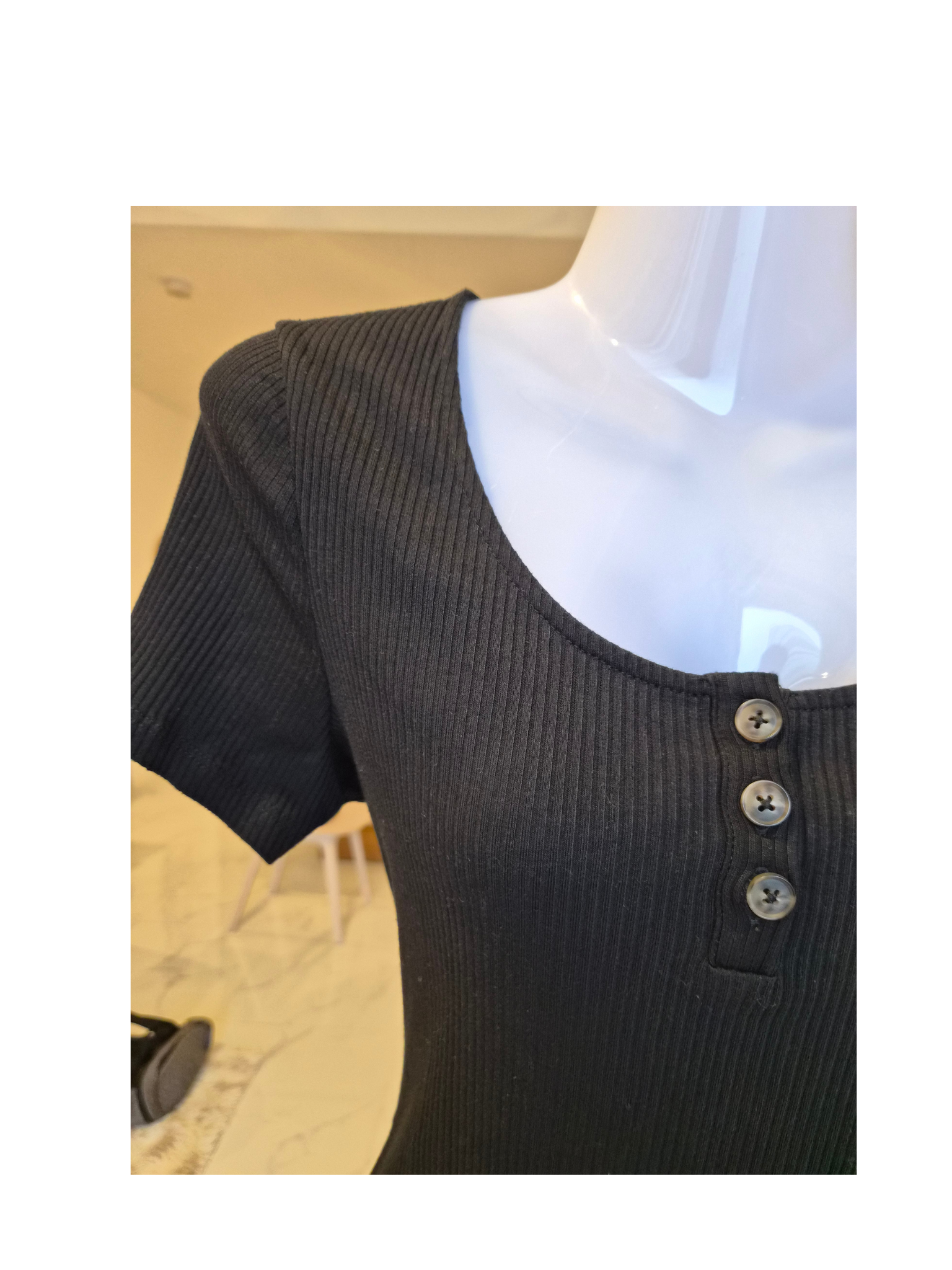 Cotton On Black Ribbed Bodycon Dress – Size M