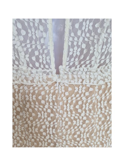 Indikah White Lace Long Sleeve Mini Dress