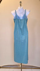 Textured Aqua Slip Maxi Dress (Size S)