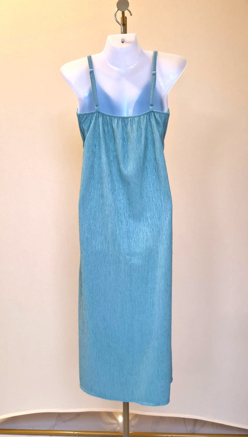 Textured Aqua Slip Maxi Dress (Size S)