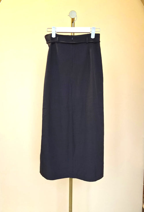 TAPAS Black Tie-Waist Midi Skirt – Size S